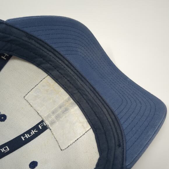 Huk Fishing Patch Snapback Trucker Hat Blue One Size Mesh Back Yupoong - Picture 8 of 9